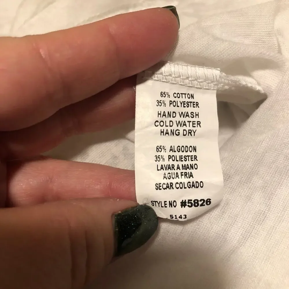 Fringe and Beads Blouse Top Tee Shirt T-Shirt Mür Mür White V-Neck Size S - Picture 9 of 12